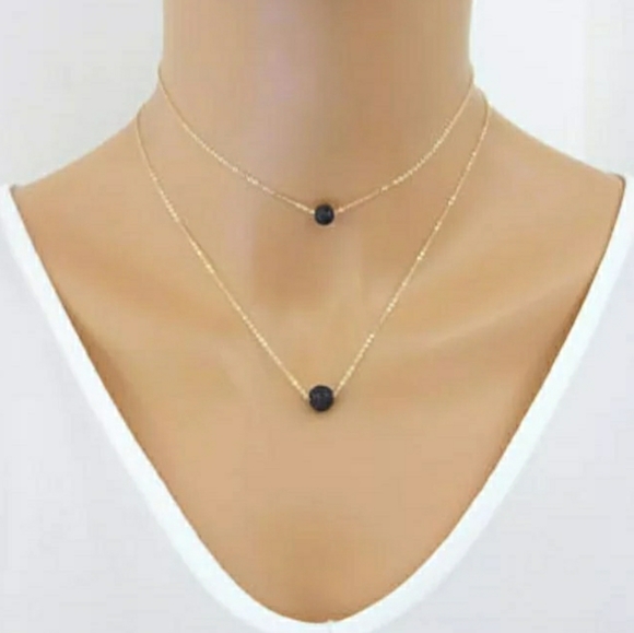 lava stone bead aromatherapy necklace - Picture 2 of 4